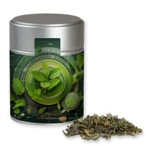 Tee Grüner mit Minze, ca. 35g, Metalldose Midi silber