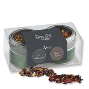 Teesorten, Verschiedene Weihnachts , ca. 60-70g, Metalldose Mini mit Sichtfenster im 2er Set