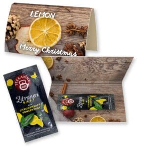 Zitronensaft, ca. 4g, Werbekarte A6 gefaltet