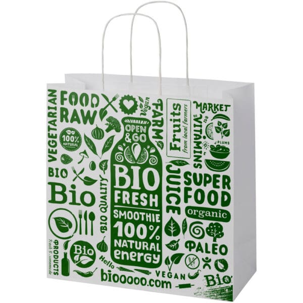 Kraftpapiertasche 120 g/m² mit gedrehten Griffen – 31 × 12 × 31 cm