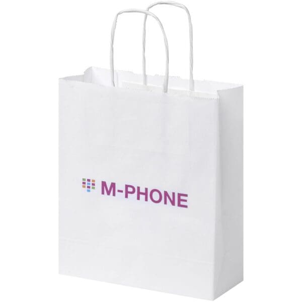 Kraftpapiertasche 80 g/m² mit gedrehten Griffen – 18 × 8 × 21 cm
