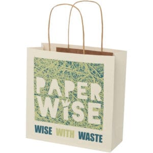Papiertüte 150 g/m² aus landwirtschaftlichen Reststoffen mit gedrehten Griffen – 24 × 9 × 24 cm