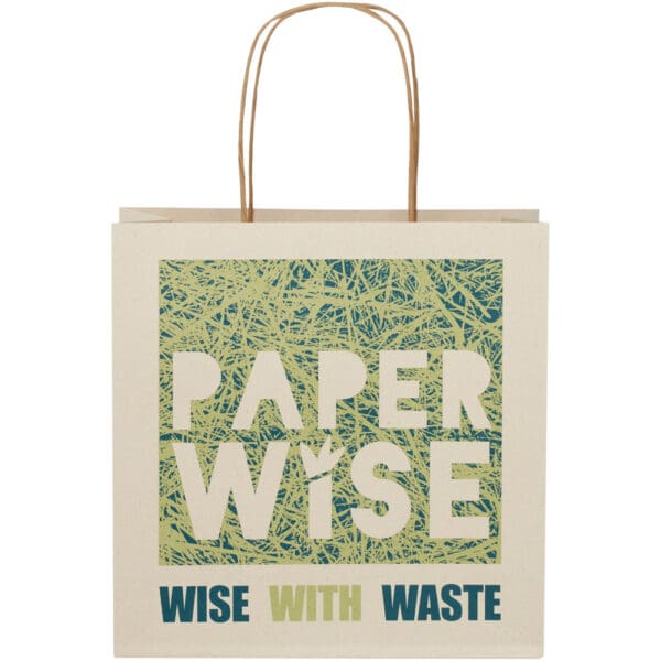 Papiertüte 150 g/m² aus landwirtschaftlichen Reststoffen mit gedrehten Griffen – 24 × 9 × 24 cm