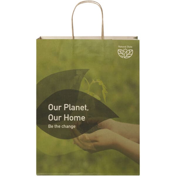Papiertüte 150 g/m² aus landwirtschaftlichen Reststoffen mit gedrehten Griffen – 31 × 12 × 41 cm