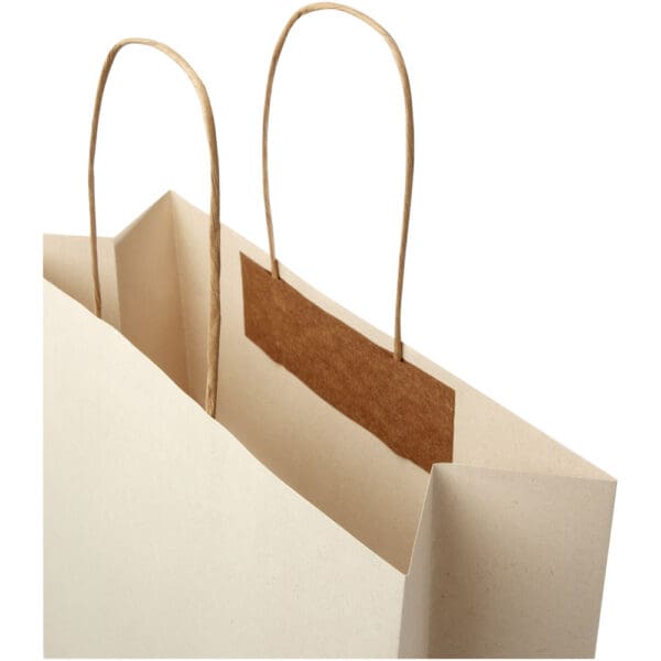 Papiertüte 150 g/m² aus landwirtschaftlichen Reststoffen mit gedrehten Griffen – 31 × 12 × 41 cm
