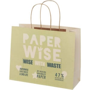 Papiertüte 150 /m² aus landwirtschaftlichen Reststoffen mit gedrehten Griffen – 31 × 12 × 25 cm