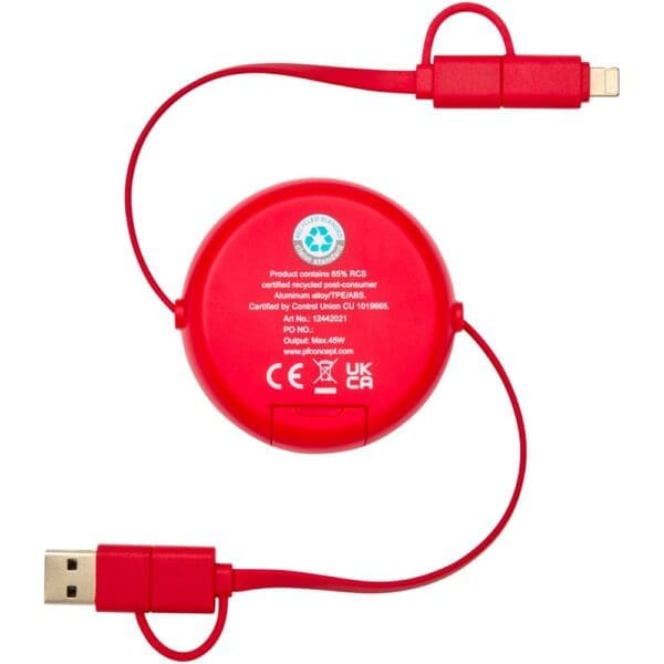 Alasia 100 cm 5-in-1 Kabel aus recyceltem Kunststoff und Aluminium, einziehbar, für Datenübertragung und mit 45W Schnellladung