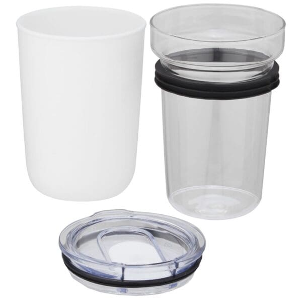 Glasbecher Bello 420 ml mit Außenwand aus recyceltem Kunststoff