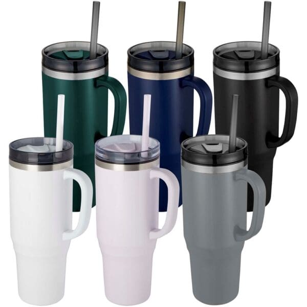 Isolierbecher Melbourne 1200 ml RCS-zertifizierter mit Strohhalm