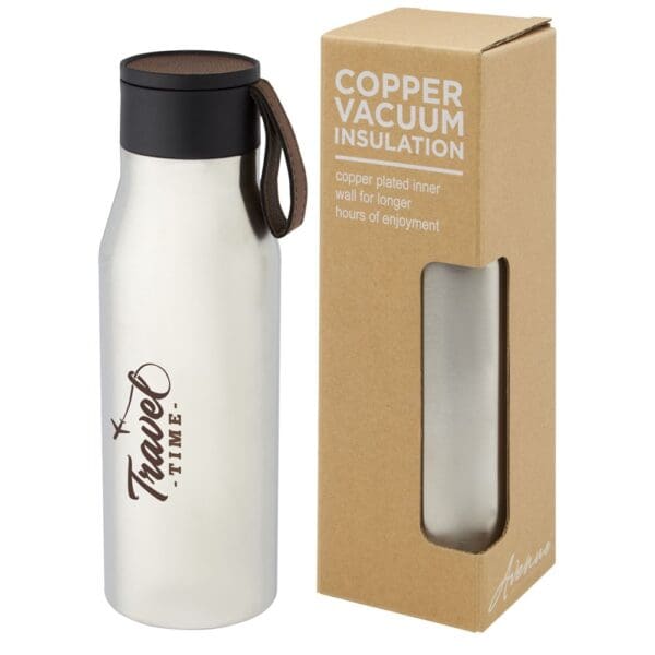 Isolierflasche Ljungan 500 ml Kupfer-Vakuum mit PU Kunststoffband und Deckel