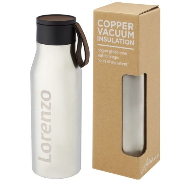 Isolierflasche Ljungan 500 ml Kupfer-Vakuum mit PU Kunststoffband und Deckel
