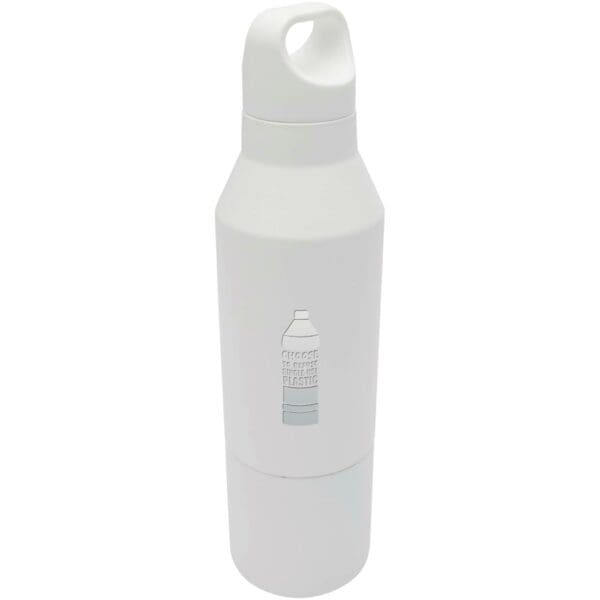 Isolierflasche Odessy 600 ml und 300 ml Becher aus RCS recyceltem Edelstahl