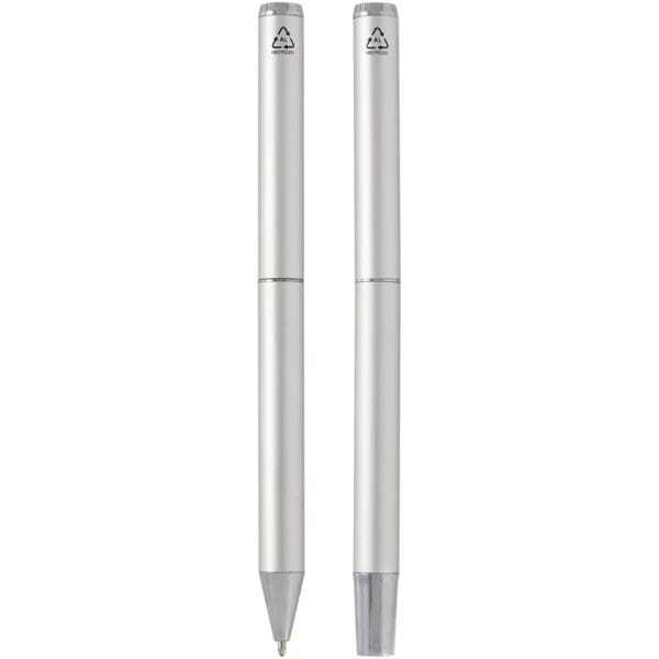 Kugelschreiber Lucetto Set mit und Tintenroller aus recyceltem Aluminium (schwarze Mine)
