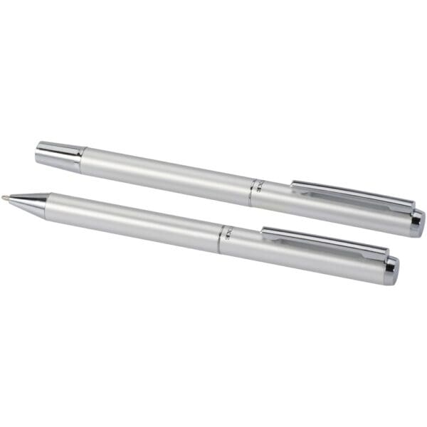 Kugelschreiber Lucetto Set mit und Tintenroller aus recyceltem Aluminium (schwarze Mine)