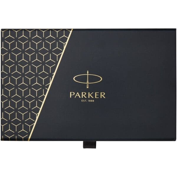 Kugelschreiber Parker IM achromatisch und Tintenroller Set mit Präsentbox (schwarze/blaue Mine)