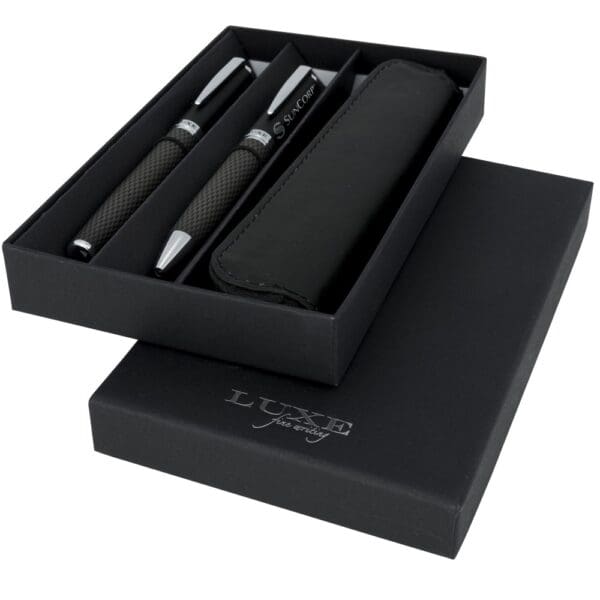 Kugelschreiberset Carbon Duo mit Hülle (schwarze Mine)