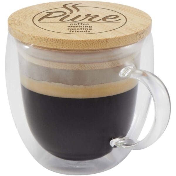 Lenora 250 ml Glasbecher mit Bambusdeckel