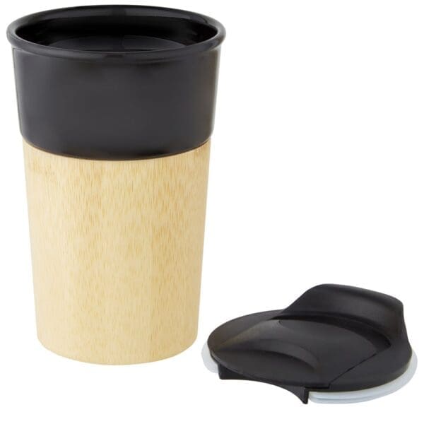 Porzellanbecher Pereira 320 ml mit Außenseite aus Bambus