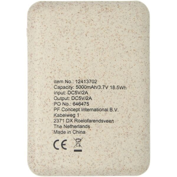 Powerbank Asama 5000 mAh aus Weizenstroh
