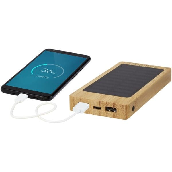Solar-Powerbank Alata 8000 mAh Bambus – Bild 3