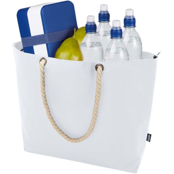 Strandkühltasche Panama mit Kordelgriffen aus recyceltem GRS-Material, 23L