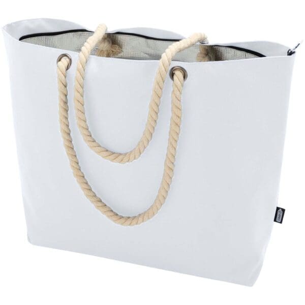 Strandkühltasche Panama mit Kordelgriffen aus recyceltem GRS-Material, 23L