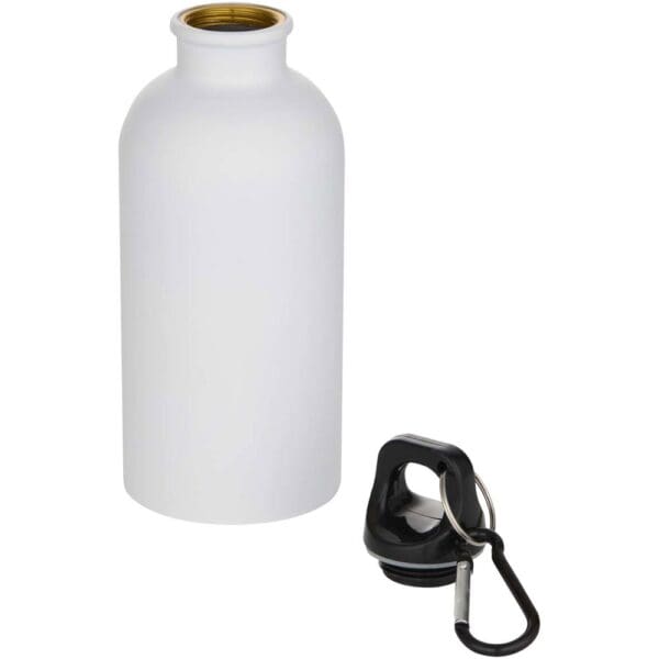 Trinkflasche Oregon 400 ml matte RCS-zertifizierte einwandig aus recyceltem Edelstahl mit Karabinerhaken