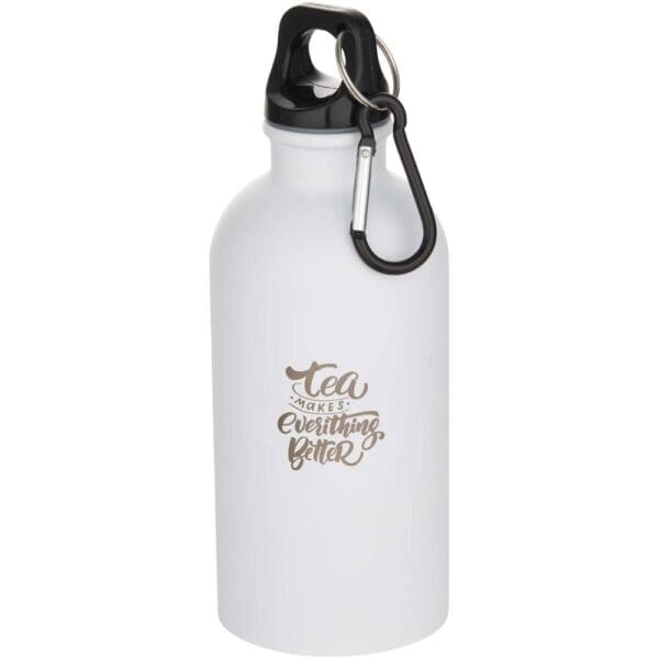 Trinkflasche Oregon 400 ml matte RCS-zertifizierte einwandig aus recyceltem Edelstahl mit Karabinerhaken