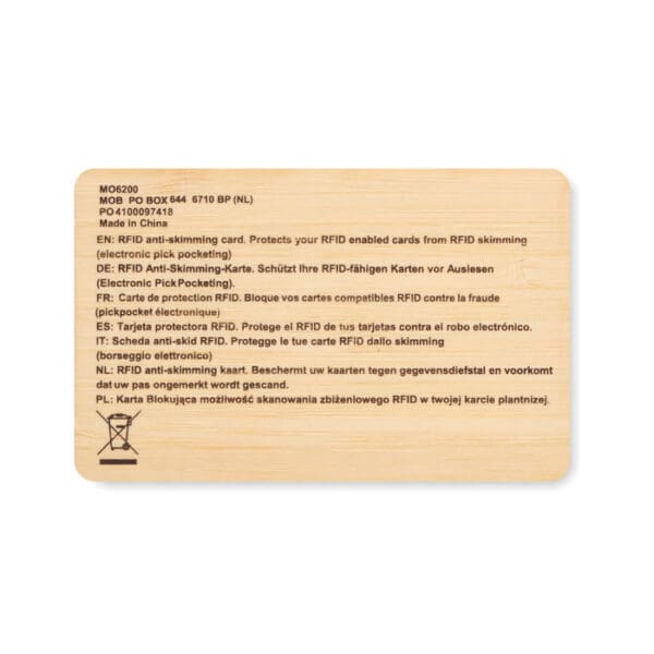 CUSTOS + - RFID Karte aus Bambus