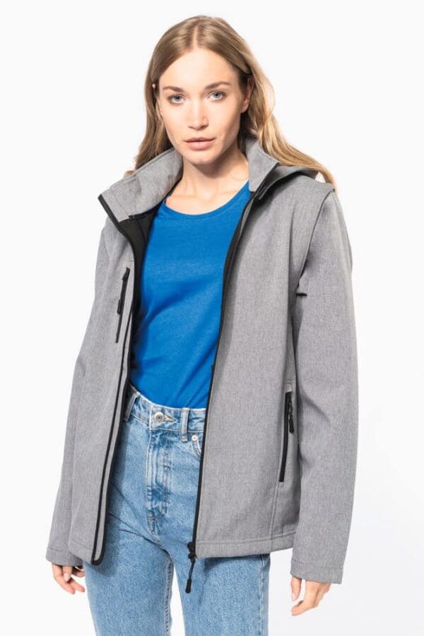 3-lagige Unisex-Softshell-Jacke mit Kapuze und abnehmbaren Ärmeln K422