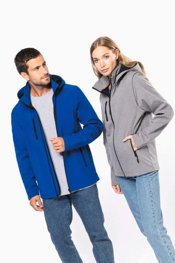 3-lagige Unisex-Softshell-Jacke mit Kapuze und abnehmbaren Ärmeln K422