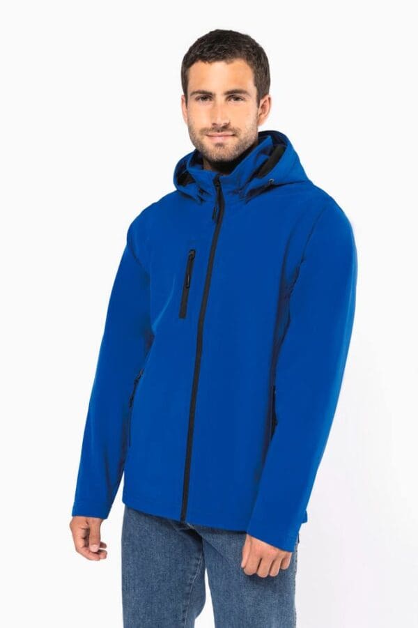 3-lagige Unisex-Softshell-Jacke mit Kapuze und abnehmbaren Ärmeln K422
