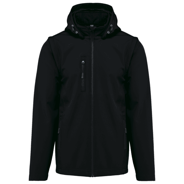 3-lagige Unisex-Softshell-Jacke mit Kapuze und abnehmbaren Ärmeln K422