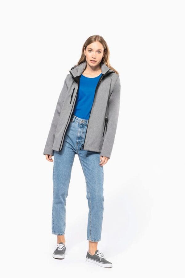 3-lagige Unisex-Softshell-Jacke mit Kapuze und abnehmbaren Ärmeln K422