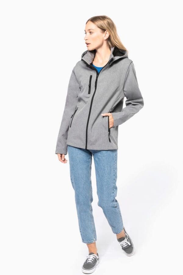 3-lagige Unisex-Softshell-Jacke mit Kapuze und abnehmbaren Ärmeln K422