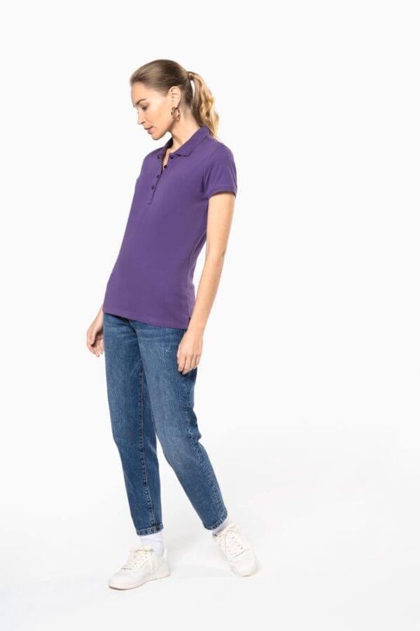 Damen Kurzarm-Poloshirt. Baumwollpiqué.