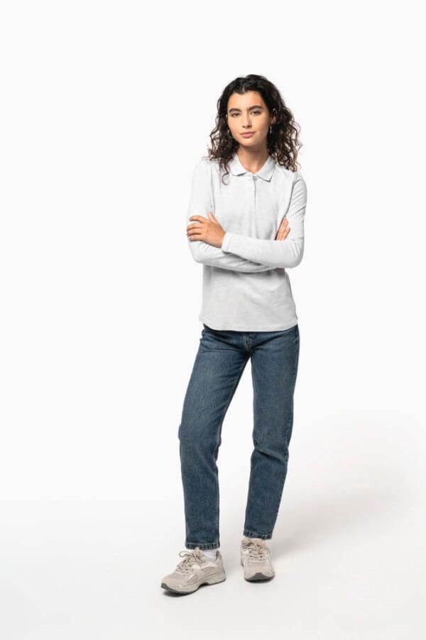 Damen Piqué Poloshirt Langarm