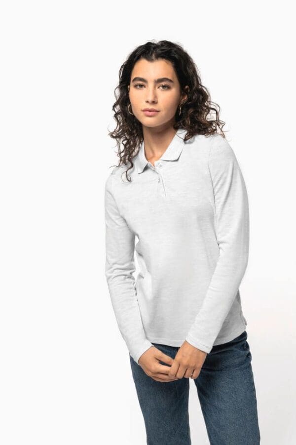 Damen Piqué Poloshirt Langarm