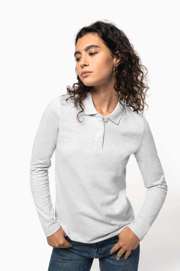 Damen Piqué Poloshirt Langarm