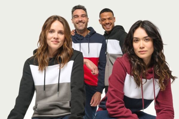 Dreifarbiges Kapuzensweatshirt, Unisex K4016