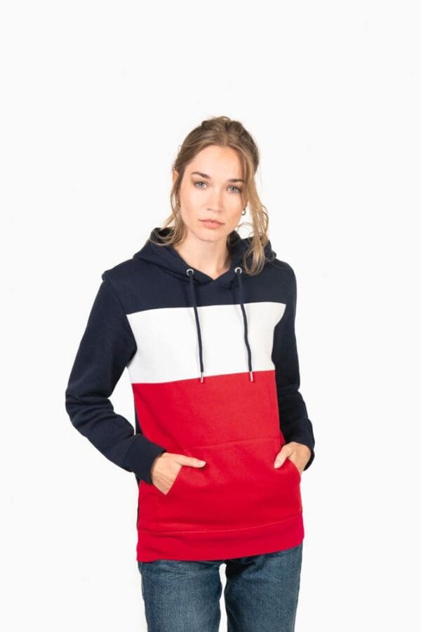 Dreifarbiges Kapuzensweatshirt, Unisex K4016