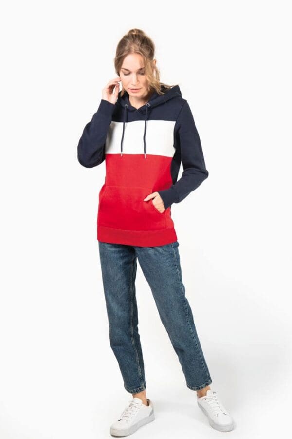 Dreifarbiges Kapuzensweatshirt, Unisex K4016