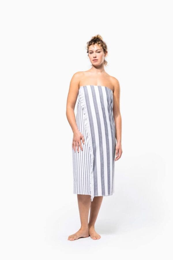 Gestreiftes Fouta-Tuch mit Fransen K132