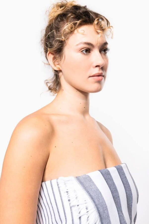 Gestreiftes Fouta-Tuch mit Fransen K132