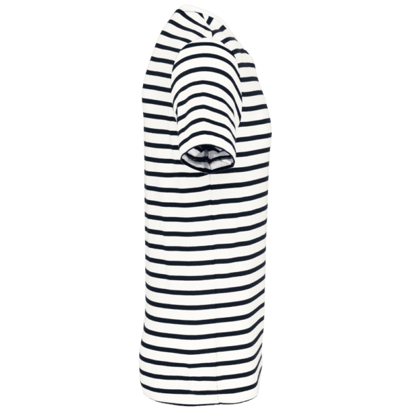 Gestreiftes Kurzarm-T-Shirt im Marine-Stil mit Tasche K378