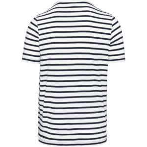 Gestreiftes Kurzarm-T-Shirt im Marine-Stil mit Tasche K378