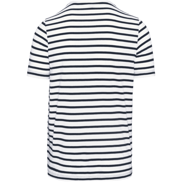 Gestreiftes Kurzarm-T-Shirt im Marine-Stil mit Tasche K378