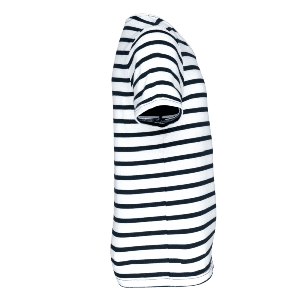 Gestreiftes Kurzarm-T-Shirt mit Tasche für Kinder im Marine-Stil K379
