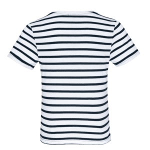 Gestreiftes Kurzarm-T-Shirt mit Tasche für Kinder im Marine-Stil K379