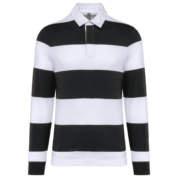 Gestreiftes Polohemd mit langen Ärmeln, Unisex K285